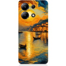 Teknomeg Xiaomi Redmi Note 13 Uyumlu Gün Batımı Manzara Desenli Silikon Kılıf