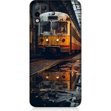 Teknomeg Infinix Hot 10 Play Uyumlu Eski Sarı Tren Desenli Silikon Kılıf