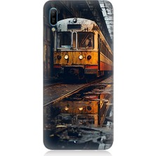 Teknomeg Huawei Y6 2019 Uyumlu Eski  Metro Istasyonu ve Tren Desenli Silikon Kılıf
