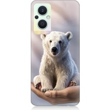 Teknomeg Oppo Reno 7 Lite Uyumlu Sevimli Kutup Ayısı  Desenli Silikon Kılıf