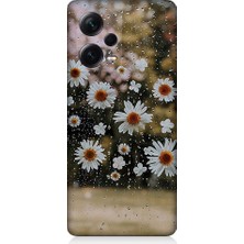 Teknomeg Xiaomi Redmi Note 12 Pro Plus Uyumlu Yağmur ve Papatyalar Desenli Silikon Kılıf
