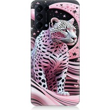 Teknomeg Oppo Reno 5 Uyumlu Pembe Leopar Desenli Silikon Kılıf