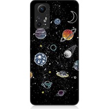 Teknomeg Xiaomi Redmi Note 12S Uyumlu Gezegenler ve Güneş Sistemi Desenli Silikon Kılıf