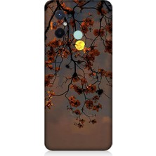 Teknomeg Xiaomi Redmi 12C Uyumlu Ay Içinde Kırmızı Ağaç Dalı Desenli Silikon Kılıf