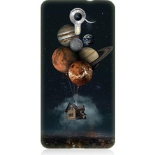 Teknomeg General Mobile Discovery 4g Uyumlu Uçan Ev ve Gezegenler Desenli Silikon Kılıf