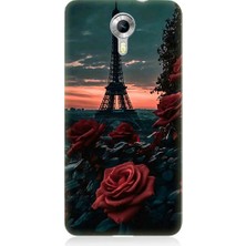 Teknomeg General Mobile Discovery 4g Uyumlu Eyfel Kulesi ve Gül Desenli Silikon Kılıf