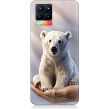 Teknomeg Realme 8 Uyumlu Sevimli Kutup Ayısı  Desenli Silikon Kılıf