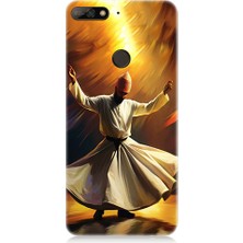 Teknomeg Huawei Y7 2018 Uyumlu Semazen Yapan Mevlevi Desenli Silikon Kılıf