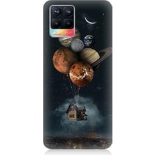 Teknomeg Realme 8 Uyumlu Uçan Ev ve Gezegenler Desenli Silikon Kılıf