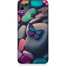 Teknomeg Infinix Hot 10 Play Uyumlu Kelebek ve Renkli Taşlar Desenli Silikon Kılıf