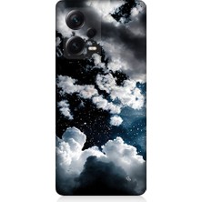 Teknomeg Xiaomi Redmi Note 12 Pro Plus Uyumlu Bulutlu Bir Gece ve Yıldızlar  Desenli Silikon Kılıf