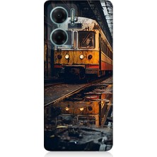 Teknomeg Xiaomi Redmi Note 11E Uyumlu Eski  Metro Istasyonu ve Tren Desenli Silikon Kılıf