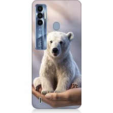 Teknomeg Tecno Spark 7 Pro Uyumlu Sevimli Kutup Ayısı  Desenli Silikon Kılıf