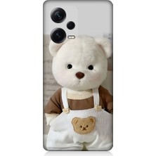 Teknomeg Xiaomi Redmi Note 12 Pro Plus Uyumlu Sevimli Elbiseli Beyaz Ayı Desenli Silikon Kılıf
