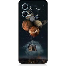 Teknomeg Xiaomi Redmi Note 12 Uyumlu Gezegenler ve Uçan Ev Desenli Silikon Kılıf