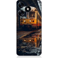 Teknomeg Tecno Spark 10 Uyumlu Eski Sarı Tren Desenli Silikon Kılıf