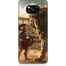 Teknomeg Xiaomi Poco X3 Uyumlu Gladyatör ve Aslan Desenli Silikon Kılıf