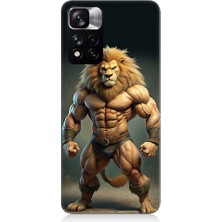 Teknomeg Xiaomi Redmi Note 11 Pro Uyumlu Kaslı Aslan Desenli Silikon Kılıf