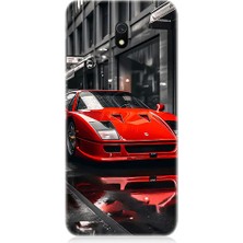 Teknomeg Xiaomi Redmi 8A Uyumlu Kırmızı Spor Araba Desenli Silikon Kılıf