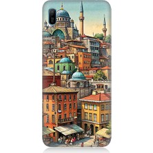 Teknomeg Huawei Y6 2019 Uyumlu Eski Cami ve Mahalle Desenli Silikon Kılıf