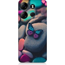 Teknomeg Tecno Spark Go 2023 Uyumlu Kelebek ve Renkli Taşlar Desenli Silikon Kılıf