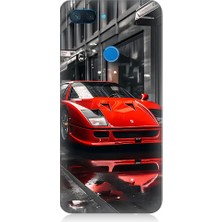 Teknomeg Xiaomi Mi 8 Lite Uyumlu Kırmızı Spor Araba Desenli Silikon Kılıf
