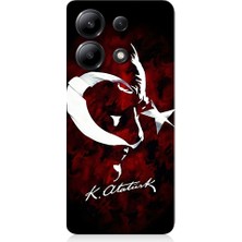 Teknomeg Xiaomi Redmi Note 13 Uyumlu Bayrak ve Atatürk Imza Desenli Silikon Kılıf