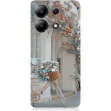 Teknomeg Xiaomi Redmi Note 13 Uyumlu Çiçekli Bisiklet Desenli Silikon Kılıf