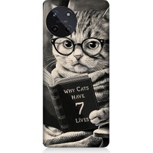 Teknomeg Realme 11 4g Uyumlu Kitap Okuyan Kedi Desenli Silikon Kılıf