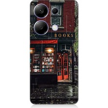 Teknomeg Xiaomi Redmi Note 13 Pro Uyumlu Köşedeki Kitabevi Desenli Silikon Kılıf