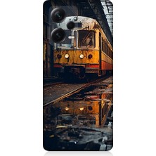 Teknomeg Xiaomi Redmi Note 12 Pro Plus Uyumlu Eski Sarı Tren Desenli Silikon Kılıf
