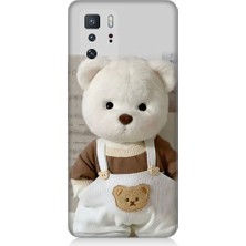 Teknomeg Xiaomi Poco X3 Gt Uyumlu Sevimli Elbiseli Beyaz Ayı Desenli Silikon Kılıf