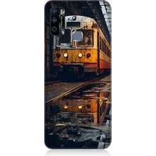 Teknomeg Infinix Hot 9 Uyumlu Eski  Metro Istasyonu ve Tren Desenli Silikon Kılıf