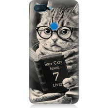 Teknomeg Xiaomi Mi 8 Lite Uyumlu Kitap Okuyan Kedi Desenli Silikon Kılıf