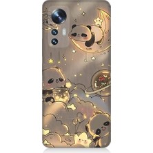 Teknomeg Xiaomi Mi 12 Uyumlu Panda ve Gezegenler Desenli Silikon Kılıf