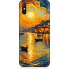 Teknomeg Xiaomi Redmi 9A Uyumlu Gün Batımı Manzara Desenli Silikon Kılıf