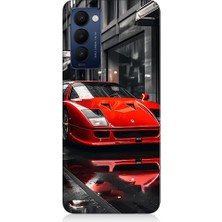 Teknomeg Tecno Camon 18 Uyumlu Kırmızı Spor Araba Desenli Silikon Kılıf
