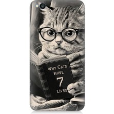 Teknomeg Xiaomi Redmi Go Uyumlu Kitap Okuyan Kedi Desenli Silikon Kılıf