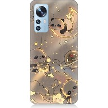 Teknomeg Xiaomi 12 Uyumlu Panda ve Gezegenler Desenli Silikon Kılıf