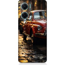 Teknomeg Xiaomi Redmi Note 11E Uyumlu Kırmızı Klasik Araba Desenli Silikon Kılıf