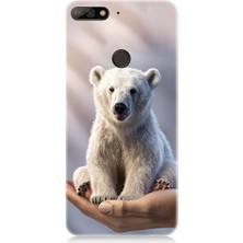 Teknomeg Huawei Y7 2018 Uyumlu Sevimli Kutup Ayısı  Desenli Silikon Kılıf
