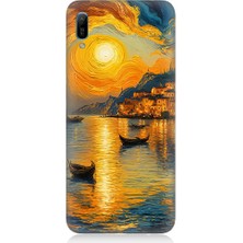 Teknomeg Huawei Y6 2019 Uyumlu Gün Batımı Manzara Desenli Silikon Kılıf