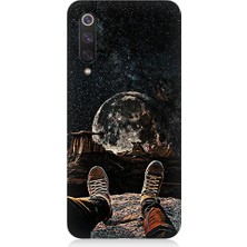 Teknomeg Xiaomi Mi 9 Se Uyumlu Yıldızlı Bir Gece ve Ay Desenli Silikon Kılıf