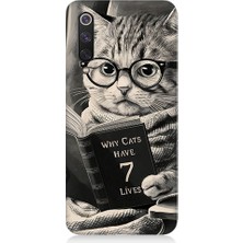 Teknomeg Xiaomi Mi 9 Se Uyumlu Kitap Okuyan Kedi Desenli Silikon Kılıf