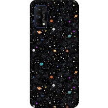 Teknomeg Realme 7 Pro Uyumlu Uzay ve Gezegenler Desenli Silikon Kılıf
