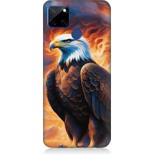Teknomeg Realme C12 Uyumlu Siyah Beyaz Kartal Desenli Silikon Kılıf