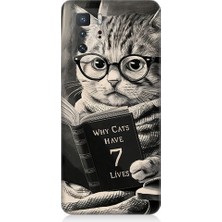 Teknomeg Xiaomi Poco X3 Gt Uyumlu Kitap Okuyan Kedi Desenli Silikon Kılıf