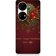 Teknomeg Huawei P50 Pro Uyumlu Osmanlı Nişanı 1299- Desenli Silikon Kılıf
