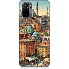 Teknomeg Xiaomi Redmi Note 10 Uyumlu Eski Cami ve Mahalle Desenli Silikon Kılıf