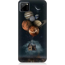 Teknomeg Realme C11 Uyumlu Uçan Ev ve Gezegenler Desenli Silikon Kılıf